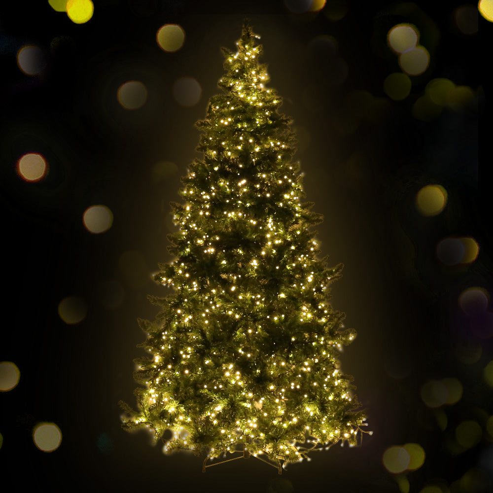 Jingle Jollys 2.4M 8FT Christmas Tree 1488 LED Lights 1488 Tips Warm White Green
