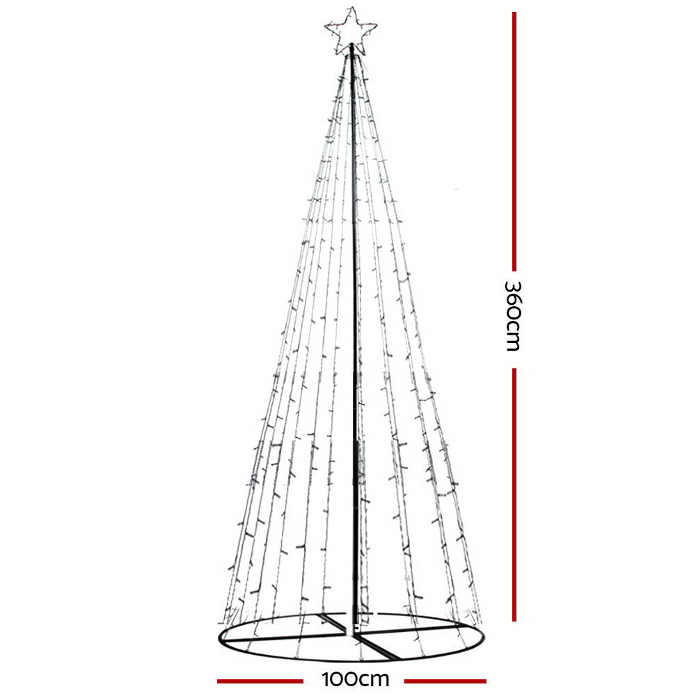 Jingle Jollys 3.6M LED Christmas Tree Lights 400 LED Xmas Multi Colour Optic Fiber