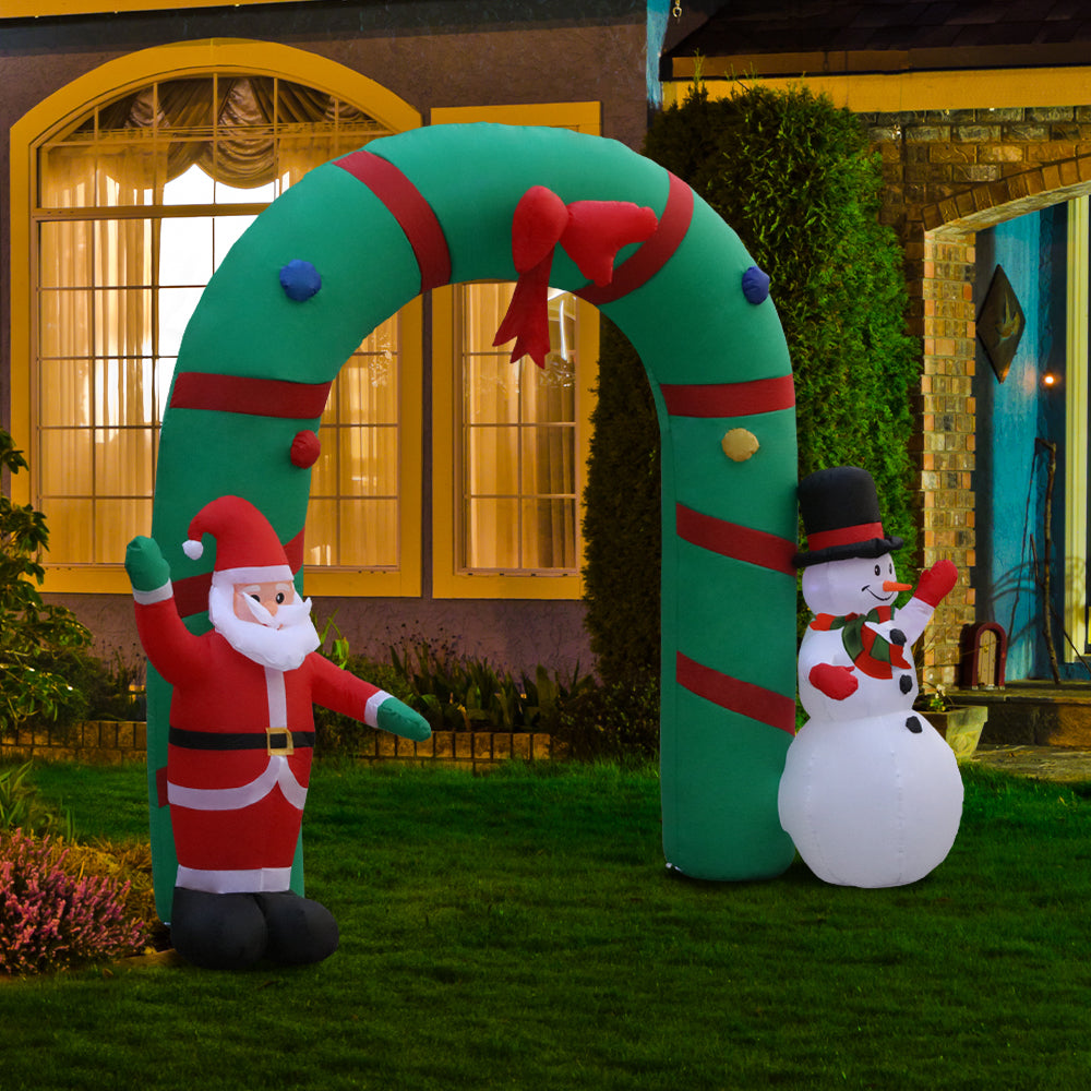 Jingle Jollys 2.8M Christmas Inflatable Giant Arch Way Santa Snowman Light Decor