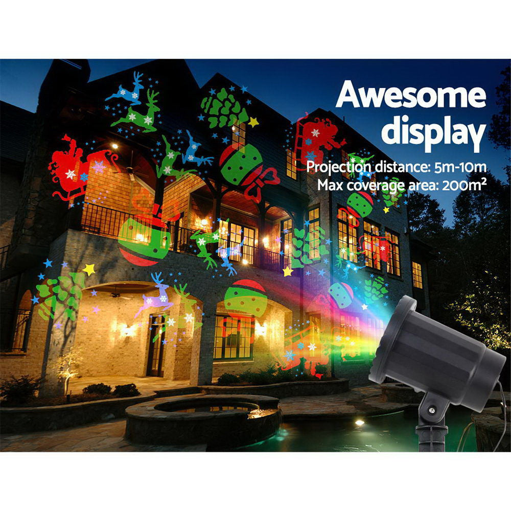 Jingle Jollys Pattern LED Laser Landscape Projector Light Lamp Christmas Party