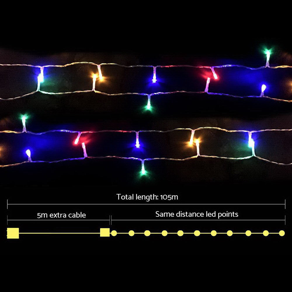 Jingle Jollys 100M Christmas String Lights 500LED Multi Colour