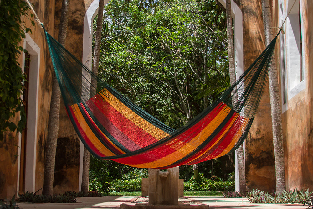 Mayan Legacy Queen Size Cotton Mexican Hammock in Imperial Colour