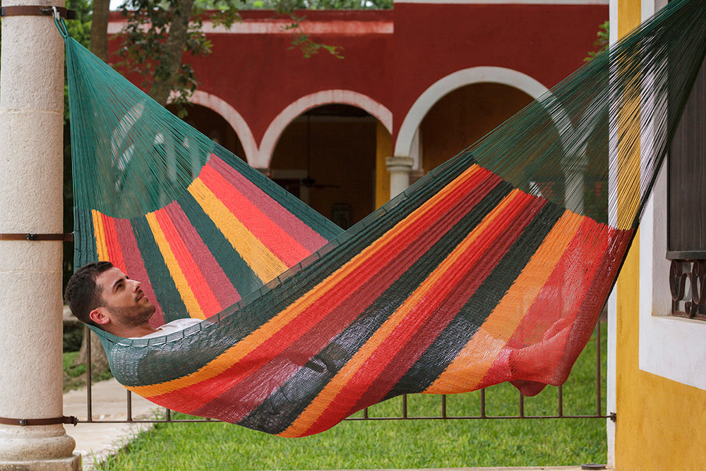 Mayan Legacy King Size Cotton Mexican Hammock in Imperial Colour