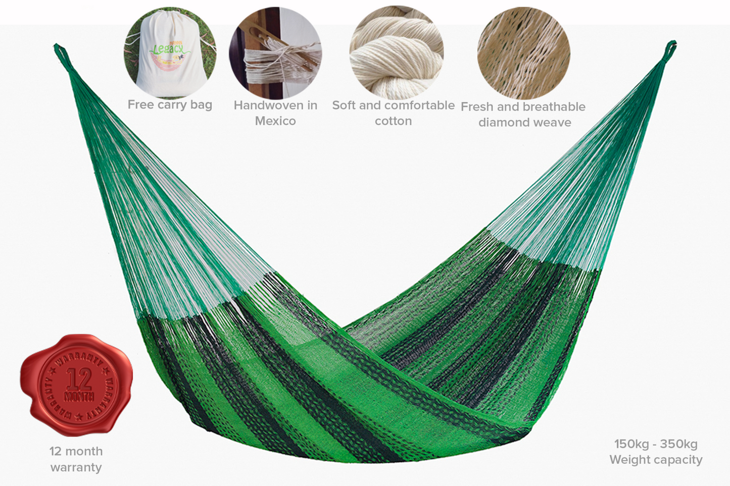 Mayan Legacy King Size Cotton Mexican Hammock in Jardin Colour