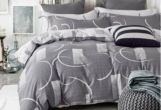 Luxton 100% Cotton Queen Size 3pcs Bromley Grey Quilt Cover Set