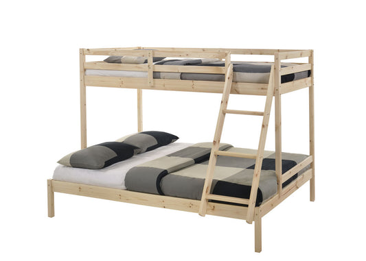 Solid Timber Triple Bunk Bed Single over Double Natural