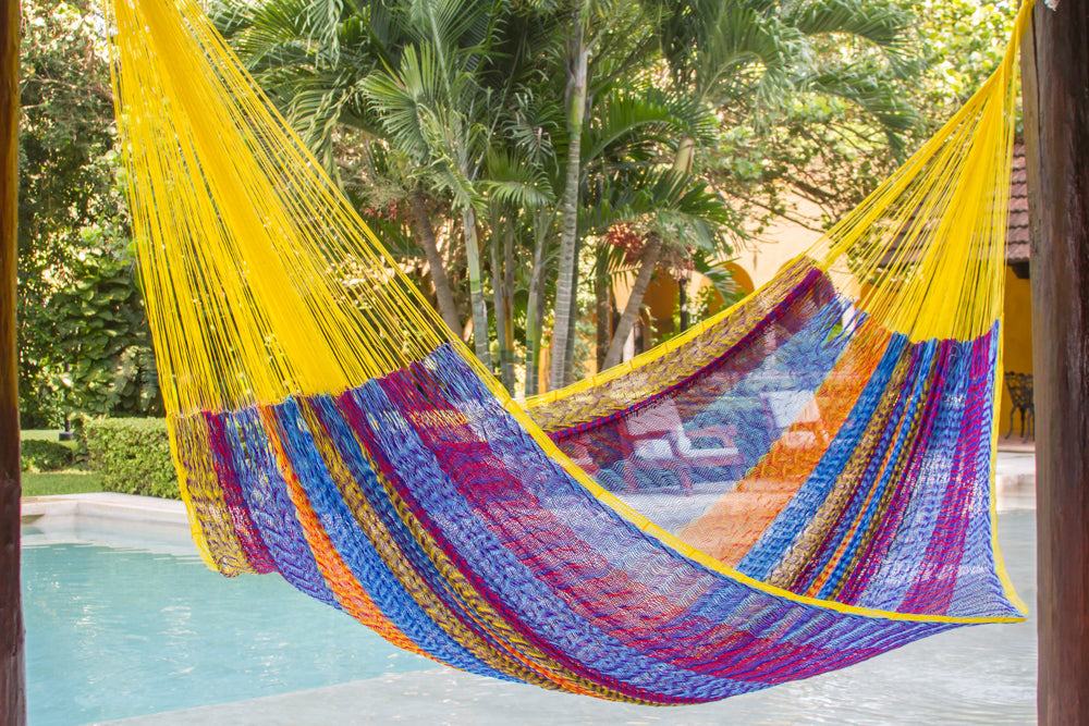 Mayan Legacy King Plus Size Nylon Mexican Hammock in Confeti Colour