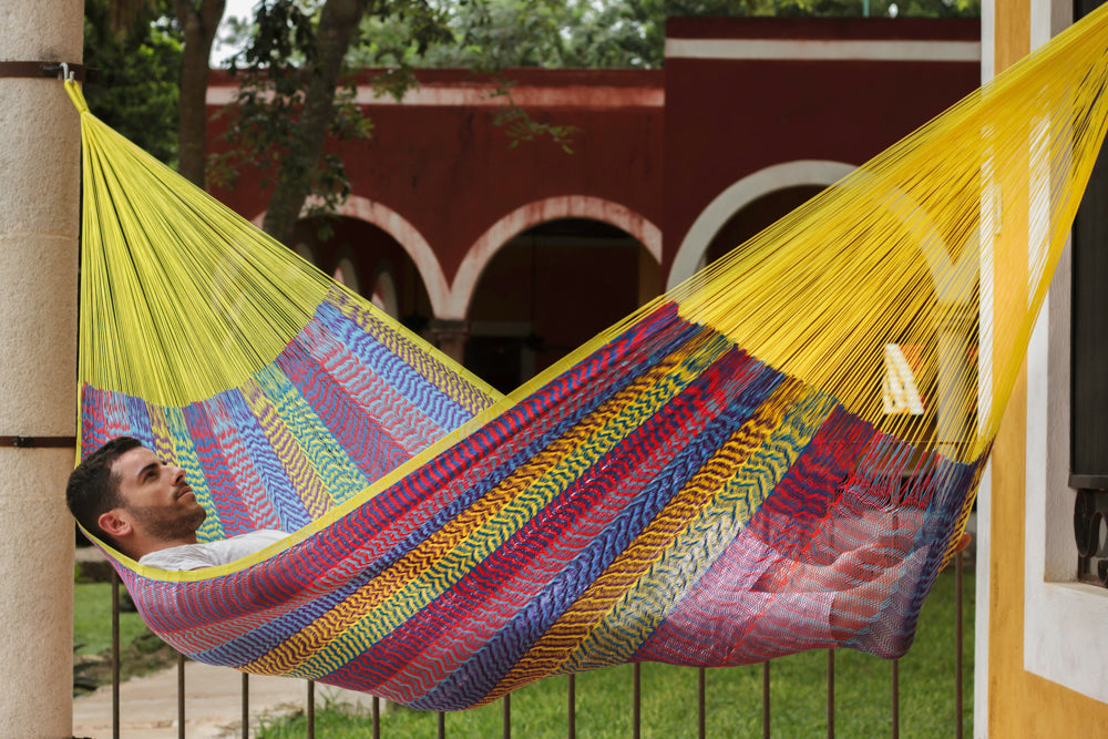 Mayan Legacy King Plus Size Nylon Mexican Hammock in Confeti Colour