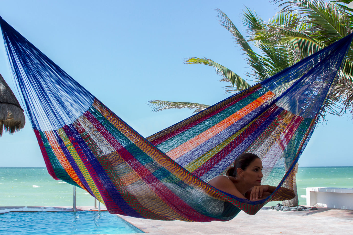 Mayan Legacy Jumbo Plus Size Nylon Mexican Hammock in Mexicana Colour