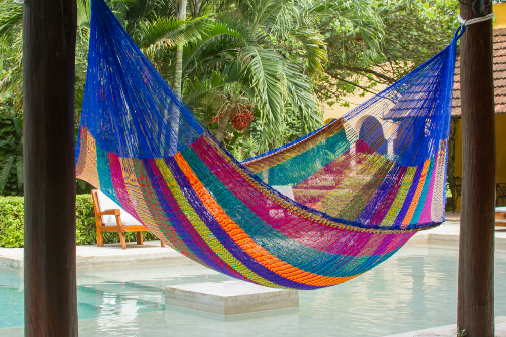 Mayan Legacy Jumbo Plus Size Nylon Mexican Hammock in Mexicana Colour