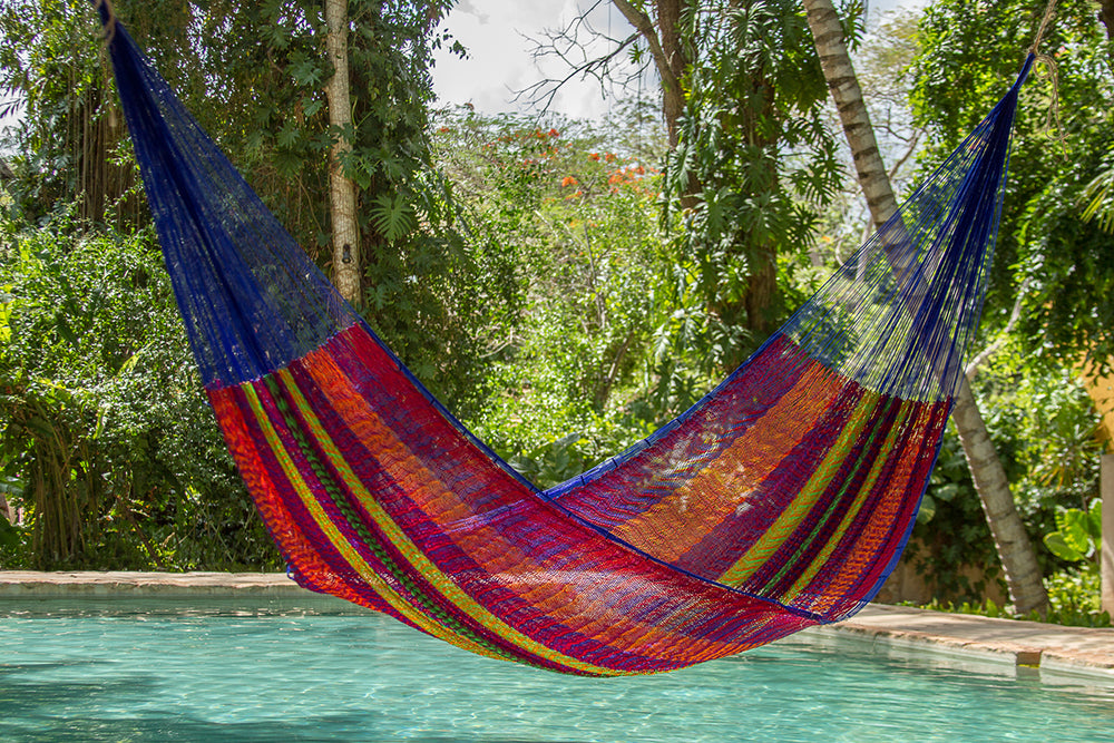 Mayan Legacy Jumbo Plus Size Nylon Mexican Hammock in Mexicana Colour