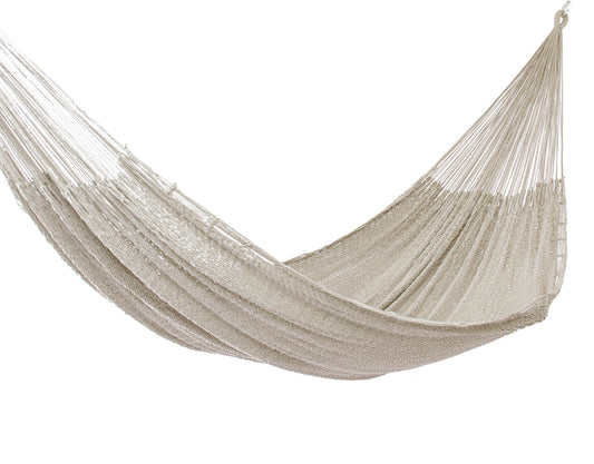 Mayan Legacy King Size Outdoor Cotton Mexican Hammock in Cream Colour