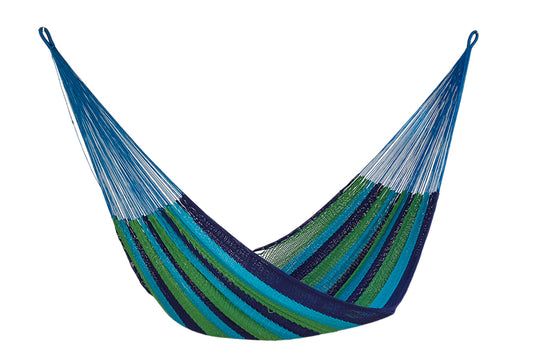 Mayan Legacy King Size Outdoor Cotton Mexican Hammock in Oceanica Colour