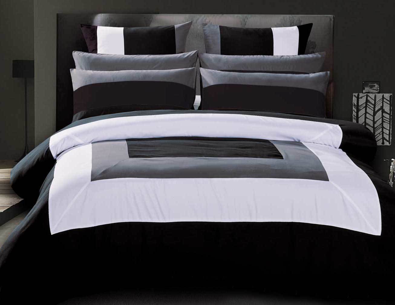 Luxton Super King Size Black Grey White Quilt Cover Set(3PCS)